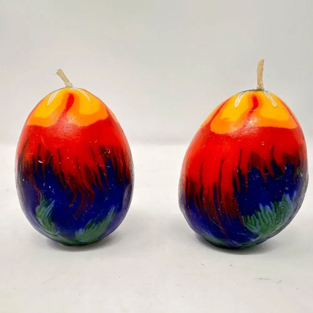 Vintage Multicolor Floral Egg Candles Set of 6 Candle & Egg collections 2.5”